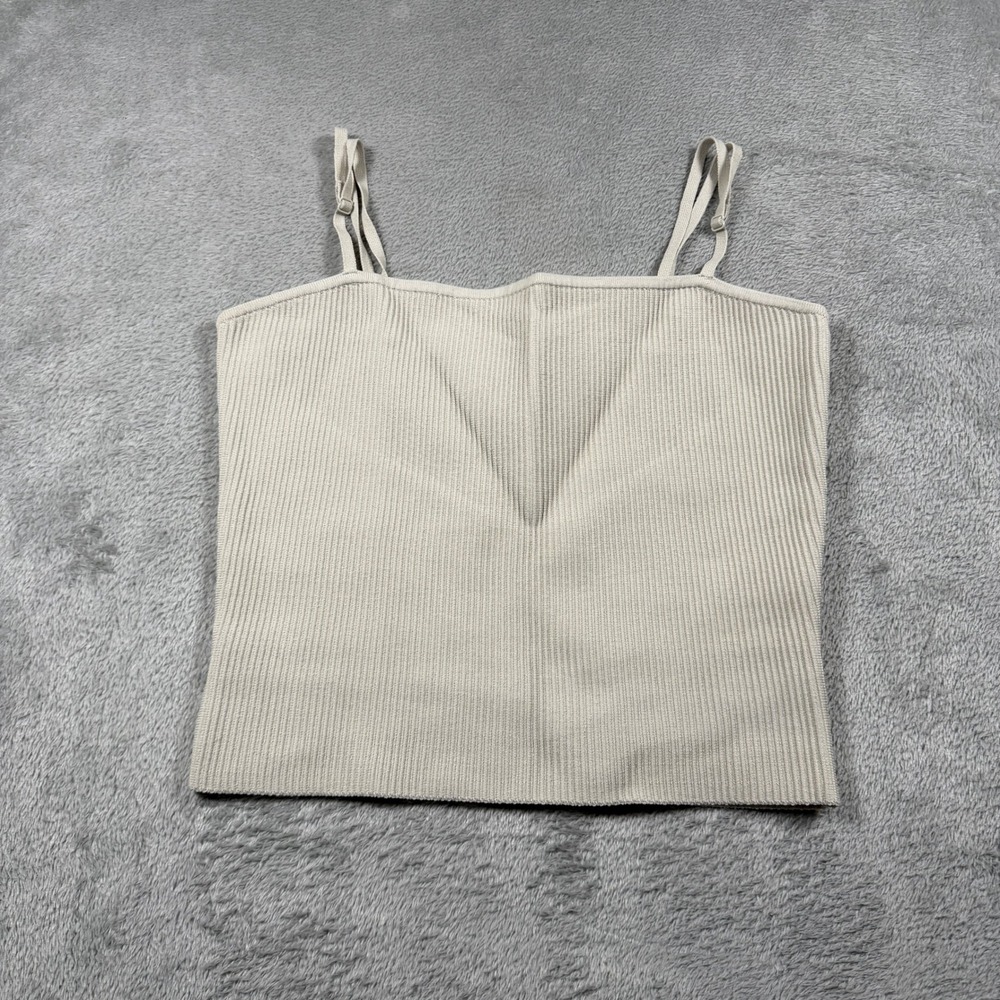 Aritzia‎ Babaton Ribbed Camisole Top Women Large Beige Knit Strap Summer